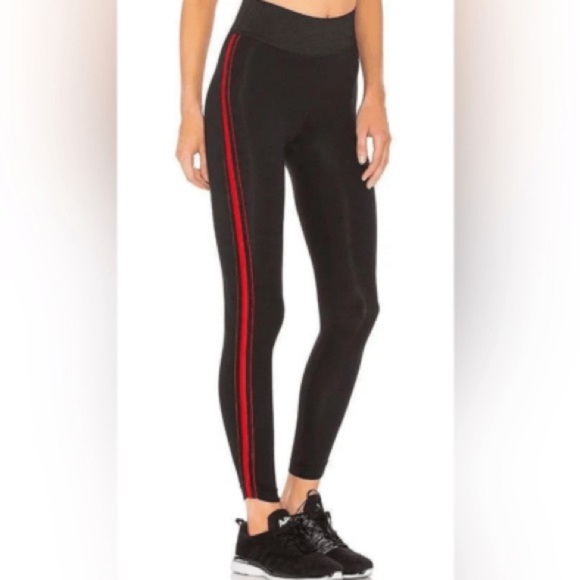 KORAL Tone High Rise Legging Black Scarlett Pants Hi Red Stripe Side. Size M - Picture 6 of 7
